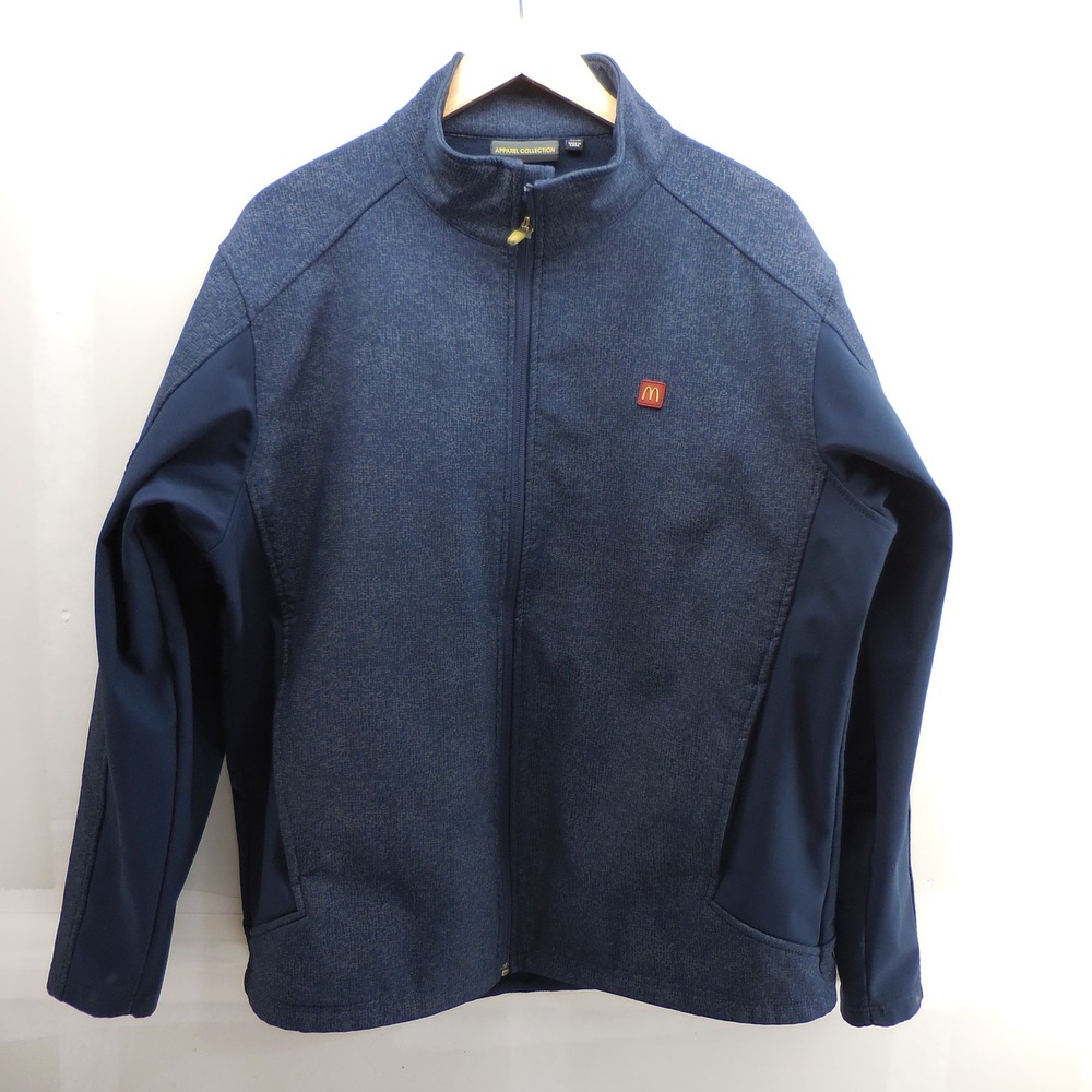 McDonalds Corporate Apparel Mens XL Navy Blue Softshell Full Zip Jacket‎ Logo